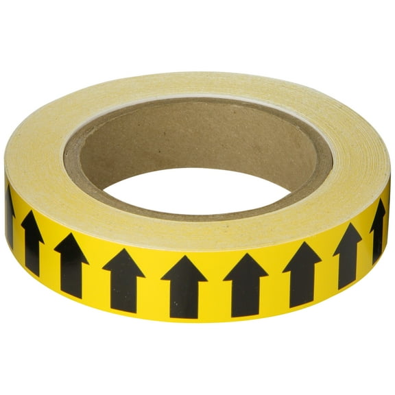 Brady 91424 1" Width, 90' Length, B-946 High Performance Vinyl, Black On Yellow Color Arrow Tape, Legend (Arrow Pictogram) CA1