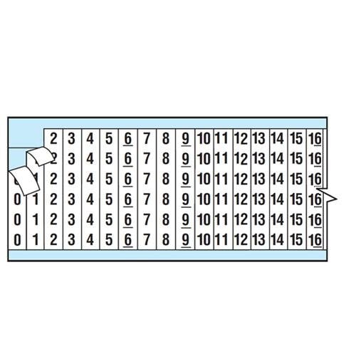 Brady AF-1-16-PK, 111052 Consecutive Numbers Repeated Wire Marker Card