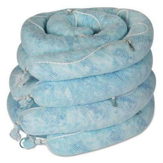 Brady Sorbent Boom, 32 gal, 5 in x 10 ft, Oil, Blue, 4 PK ENV510