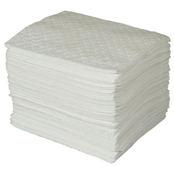 Brady Sorbent Pad, 20 gal, 15 in x 17 in, Oil, White, 100 PK BPO100