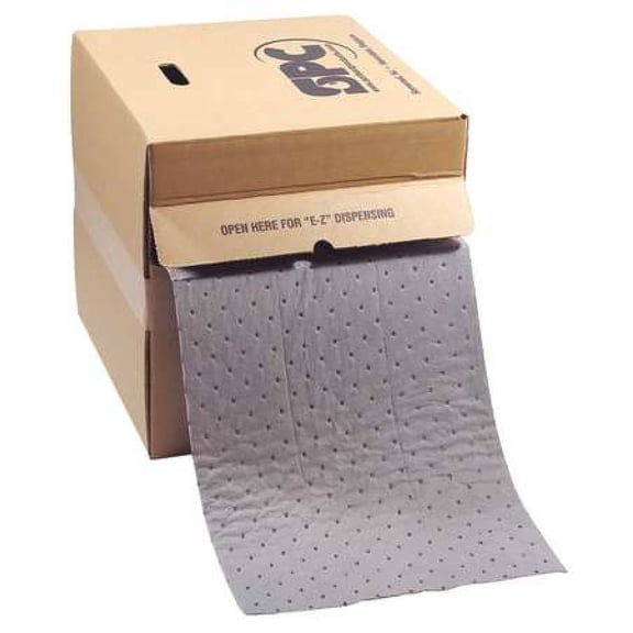 Brady Sorbent Roll, 23 gal, 15 in x 150 ft, Universal, Gray, Polypropylene HT555