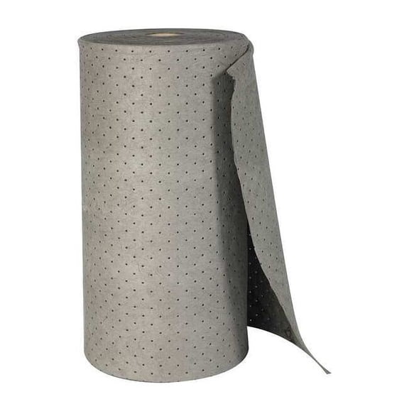 Sorbent Roll, 38 gal, 30 in x 150 ft, Universal, Gray, Polypropylene