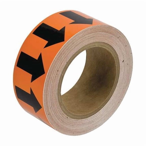 Brady Arrow Tape,Orange,4in W,90ft Roll L 91410
