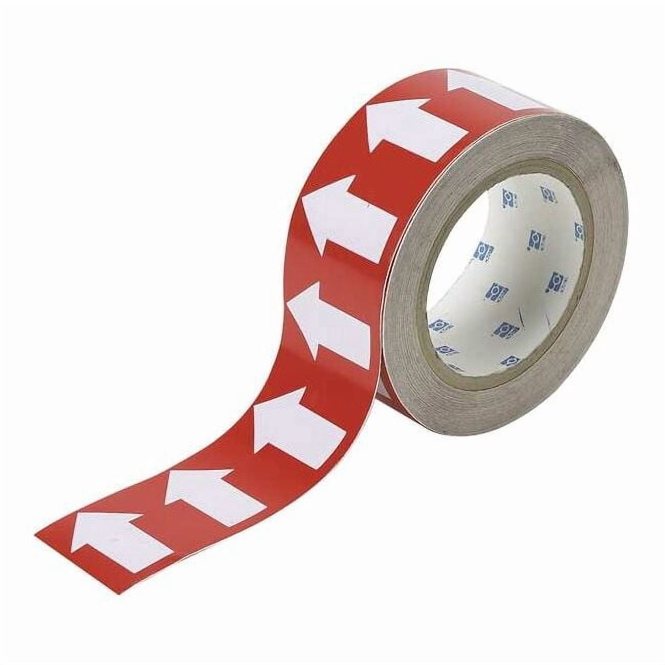 Brady Arrow Tape, Vinyl, 4 in W x 90 ft. L, Adhesive Mounting, White/Red 91288