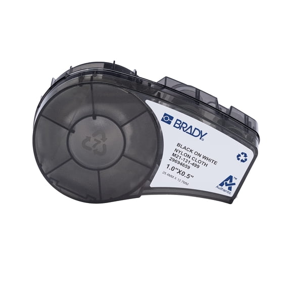 Brady Authentic (M21-131-499) Pre-sized High-Adhesion Nylon Labels for General ID, Lab, Wire/Cable, Black on White material-Designed for M210, M210-LAB, and M211 Label Printers, 0.5"H x 1"W CA1