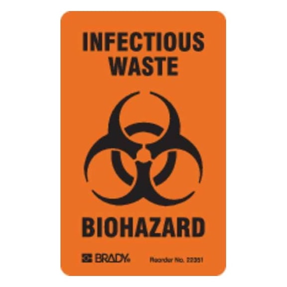 Brady Biohazard Lbl,3inx1 17/20in,Paper,PK100 22351LS