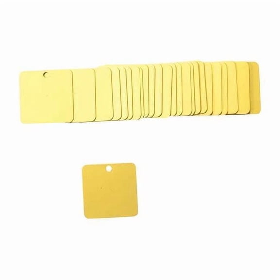 Brady Blank Tag, Aluminum, 1 1/2 in H x 1 1/2 in W, Yellow, Square, 25 PK 87627