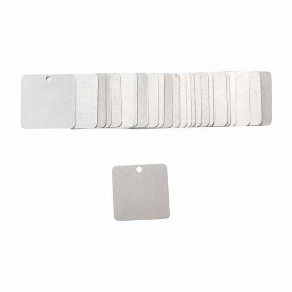 Brady Blank Tag, Aluminum, 1 1/2 in H x 1 1/2 in W, Silver, Square, 25 PK 87631