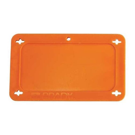 Brady Blank Tag, Plastic, 2 3/16 in H x 3 11/16 in W, Orange, Rectangle 87694