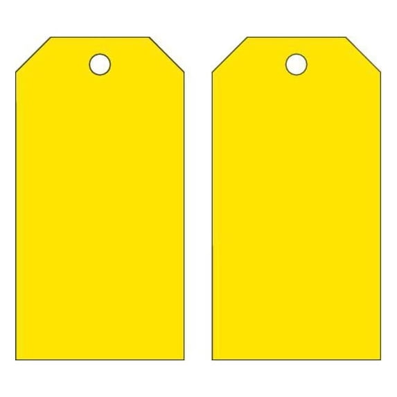Blank Shipping Tag, Polyester, 5-3/4" H x 3" W, Yellow, Rectangle, 25 PK