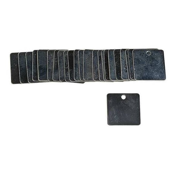 Blank Tag, Stainless Steel, 1 1/2 in H x 1 1/2 in W, Silver, Square, 25 PK 44401