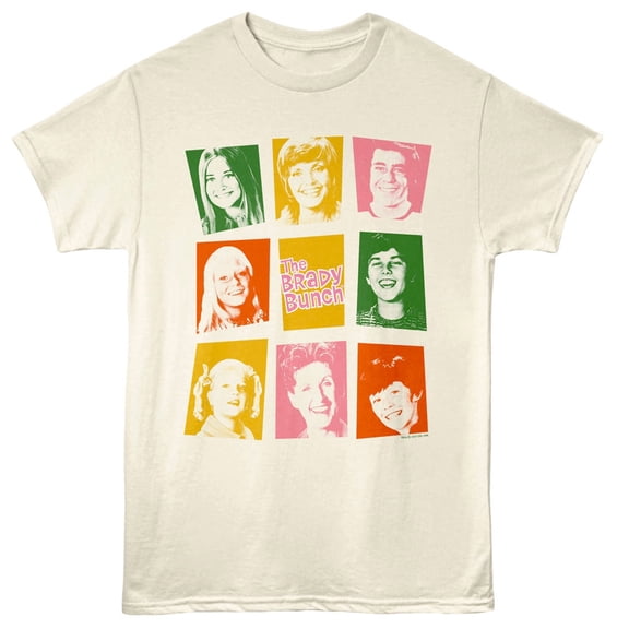 Brady Bunch Colorful Faces Men's T Shirt (Ivory, AdultM)