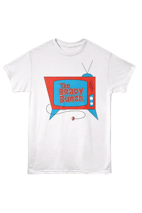 Brady Bunch Vintage TV Logo Men's T Shirt (White, AdultXL)