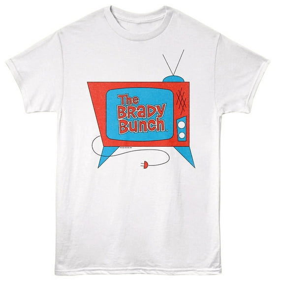 Brady Bunch Vintage TV Logo Men's T Shirt (White, AdultS)