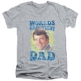 thumbnail image 1 of Brady Bunch Worlds Grooviest Adult V-Neck 30/1 T-Shirt Athletic Heather, 1 of 1