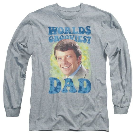 Brady Bunch Worlds Grooviest Long Sleeve Adult 18/1 T-Shirt Athletic Heather