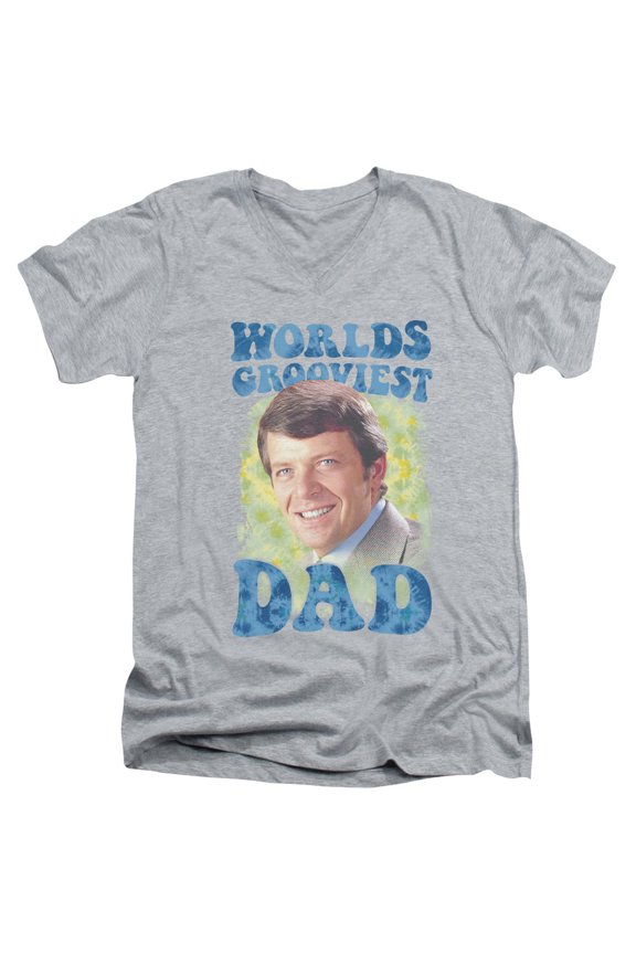 Brady Bunch - Worlds Grooviest - Slim Fit V Neck Shirt - Large