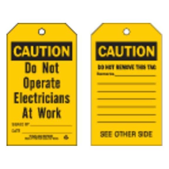 Brady Caution Tag, 7 in Height, 4 in Width, Polyester 86602