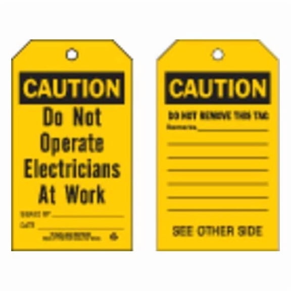 Brady Caution Tag, 7 in Height, 4 in Width, Polyester 86602