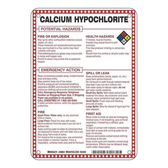 Brady Chemical Sign, 10 in Height, 7 in Width, Rectangle 48853