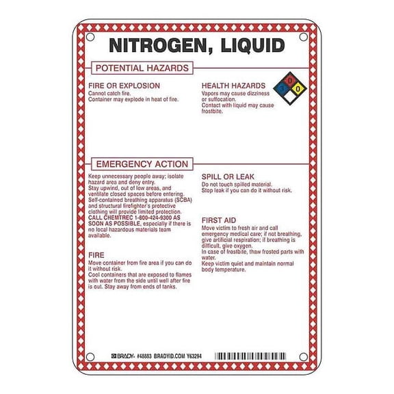 Brady Chemical Sign, 10 in Height, 7 in Width, Rectangle 48883
