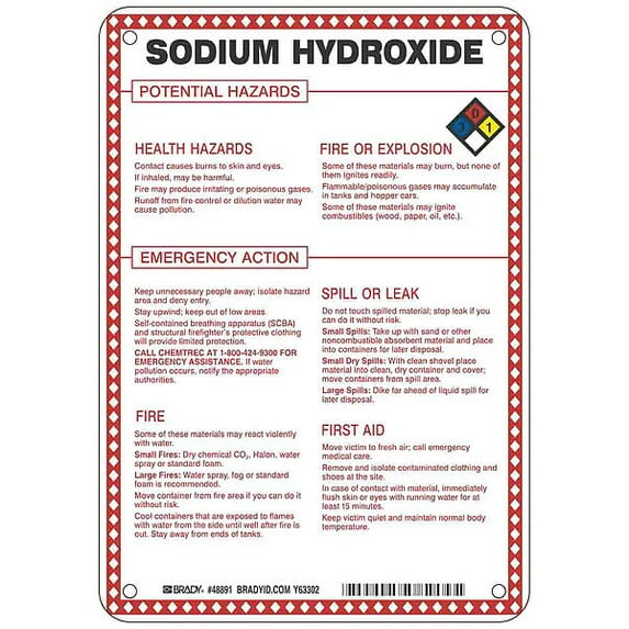 Brady Chem Sgn,10 x 7In,Blk/Rd/Ble/Yllw on Wht 48891