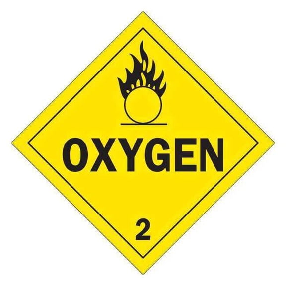 DOT Container Placard, Oxygen, B-120 Premium Fiberglass, 10-3/4" W x 10-3/4" H