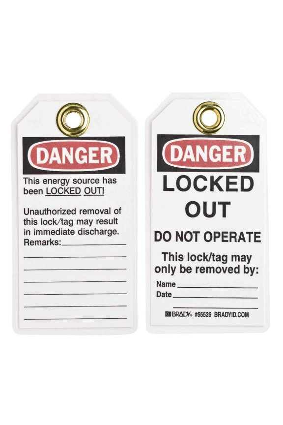 "Danger - Locked Out - Do Not Operate - Unauthorized Removal..." Tag, Heavy Duty Polyester, 5-1/2" Height, 3" Width (Pack of 25) CA2