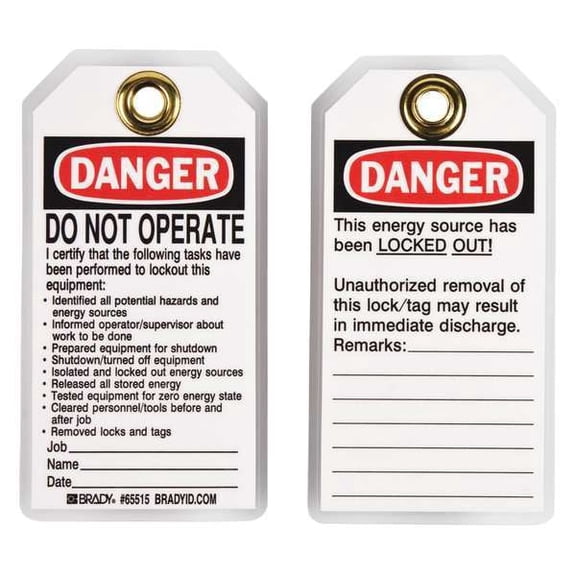 Brady Danger Tag,5-1/2 x 3 In,Hd Polyest,PK25 65515