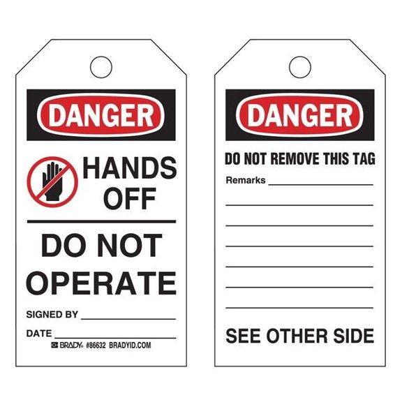 Brady Danger Tag,5-3/4 x 3 In,Cardstock,PK100 86632