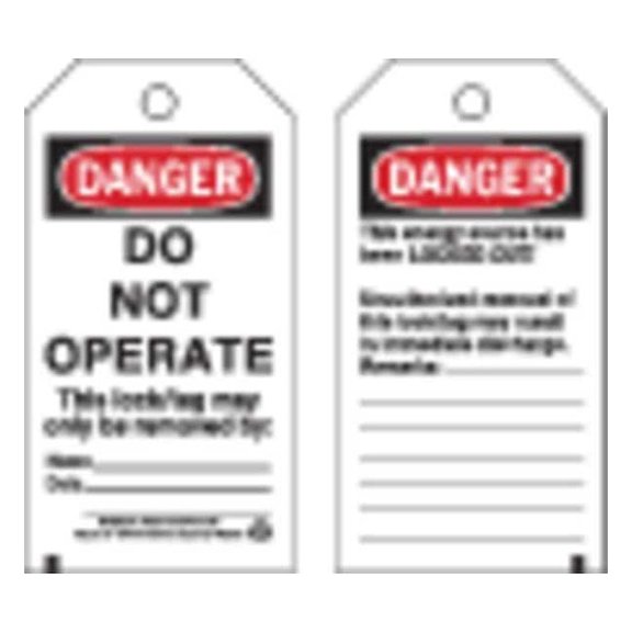 Brady Danger Tag,5-3/4 x 3 In,Cardstock,PK25, 65407 65407