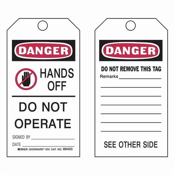 Brady Danger Tag,5-3/4 x 3 In,ISO 9001,PK25 87001