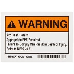 Brady EL-1 5" Width x 3-1/2" Height, B-302 High Performance Polyester, Black and Orange on White Arc Flash Warning Labels, Header "Warning" (Pack of 5) CA1
