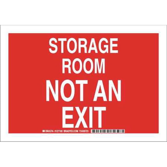 Brady Facility Sign, Poly, 7 x 10 in, Wht/Red   127100