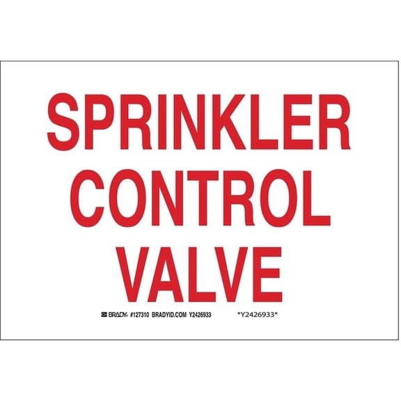 Brady Fire Sprinkler Control Valve Sign,R/WHT 85297