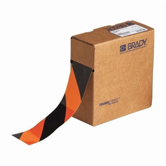 Brady Floor Tape,Black/Orange,2 inx100 ft,Roll 132433