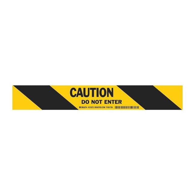Floor Marking Tape, vinyl, Message, Black, Yellow, 2 in W., 4 mil Thickness 121073