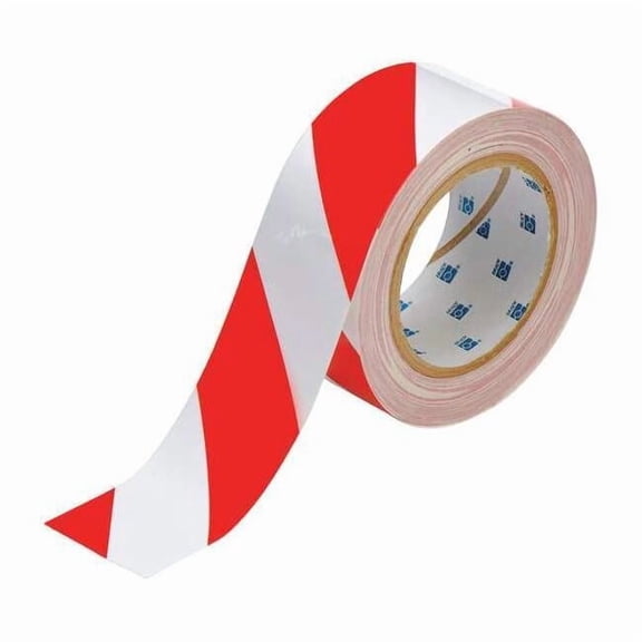 Brady Floor Tape,Red/White,2 inx100 ft,Roll 104318