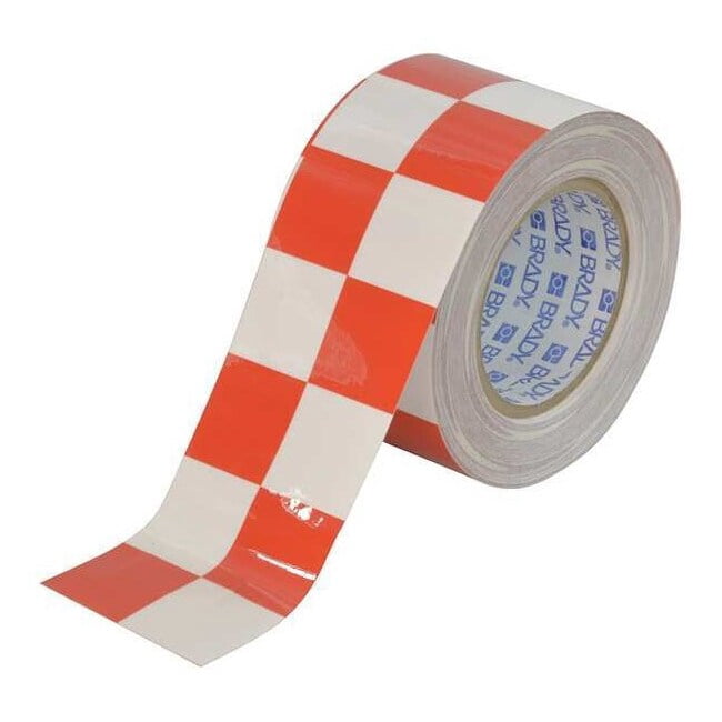 Brady Floor Tape,Red/White,3 inx100 ft,Roll 121917