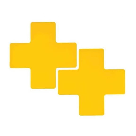 Brady Floor Tape,Yellow,3 inx8 in,Cross,PK20 104475