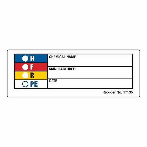 Brady Label, HMIG, Polystyrene, 3 1/8 in W, 1 1/8 in H 17135LS