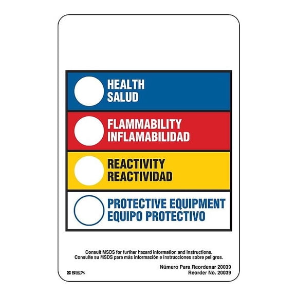 Brady Label, HMIG, Polystyrene, 4 in W, 5 7/8 in H 20039LS