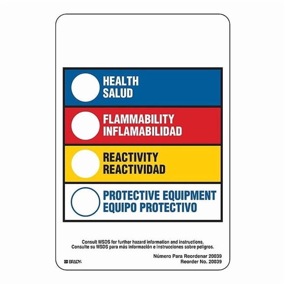 Brady Label, HMIG, Polystyrene, 4 in W, 5 7/8 in H 20039LS