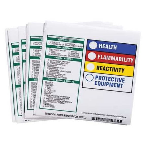 Brady Label, HMIG Reactivity, Paper, 6 in W, 6 in H 99181