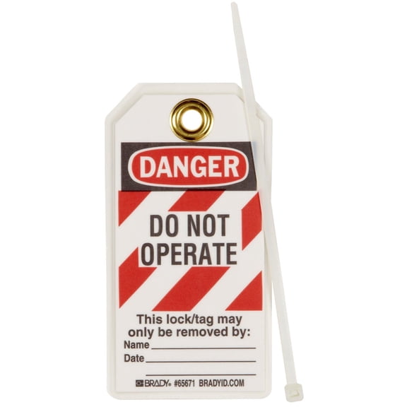 Brady High-Visibility English/Spanish "Danger - Do Not Operate" Tag, Heavy Duty Polyester, 5-1/2" Height, 3" Width (Pack of 25),black and red - 65671 CA3