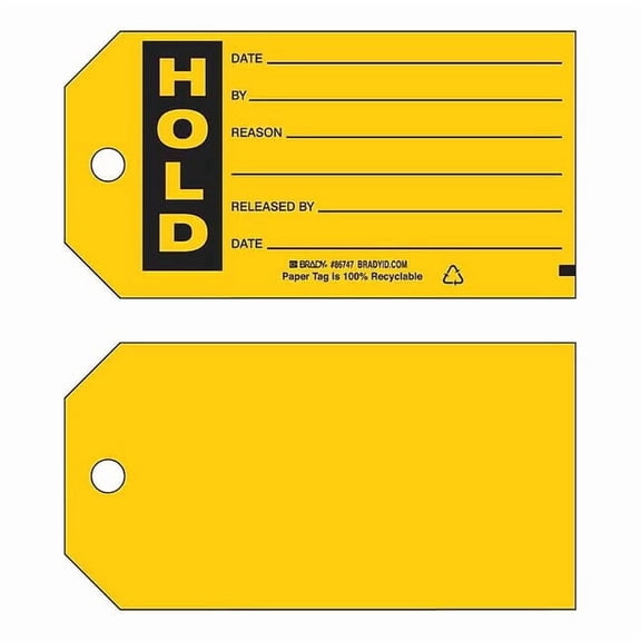 Tag, Inspection, Paper, 3 in H x 5 3/4 in W, Black on Yellow, Rectangle, 100 PK 86747