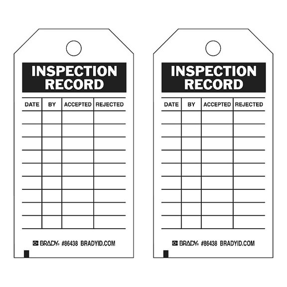 Brady Inspection Rcd Tag,5-3/4 x 3 In,Brs,PK10 86438