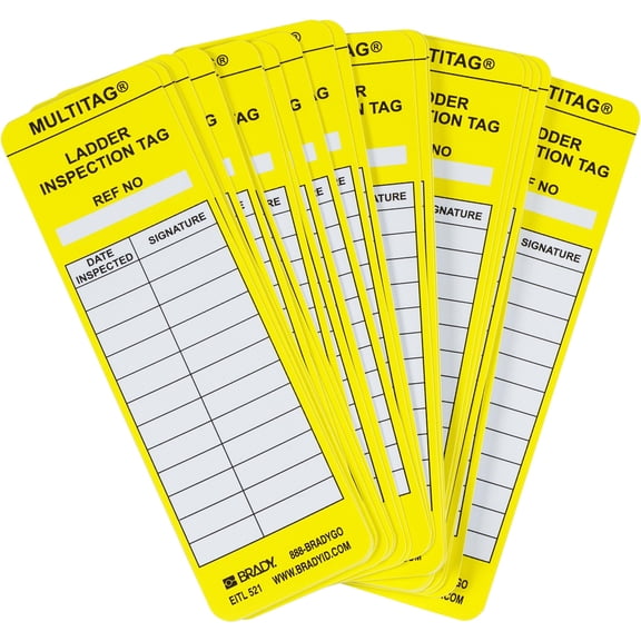 Brady LAD-EITL521 6-1/2" Height, 2" Width, Vinyl, Yellow Color Laddertag Inserts (Pack Of 100) CA3