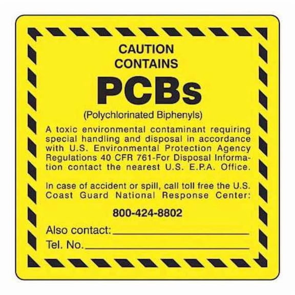 Brady Chemical Label, PCB, Polyester, 6 in W, 6 in H G98LS