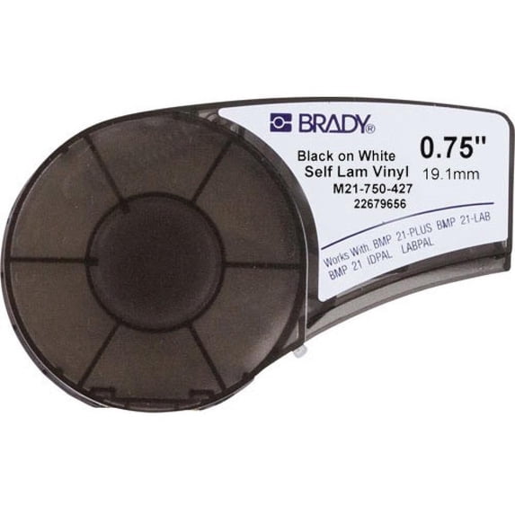 Brady Self-Laminating Vinyl Wrap Around Labels w/Ribbon for M21 Printers, 0.75"